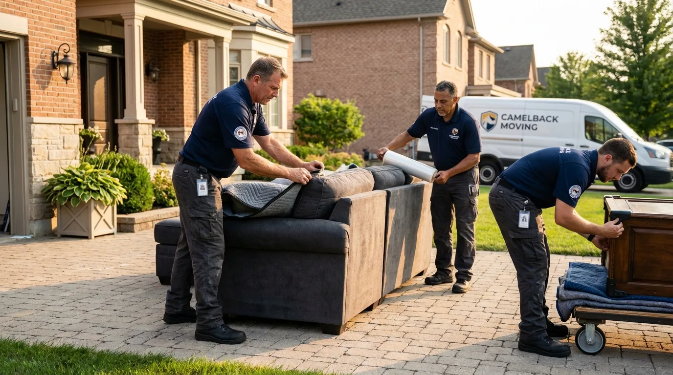 Large estate moving crew wrapping furniture in Waverly, OH
